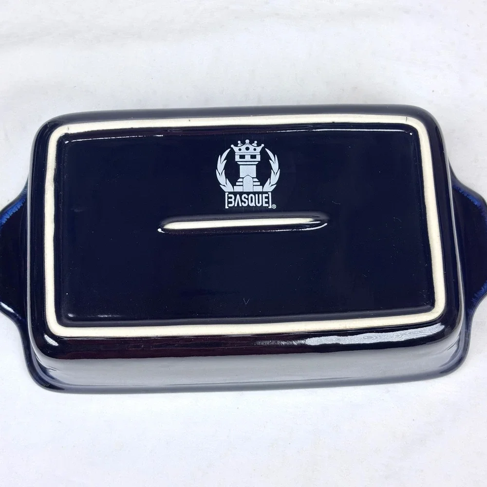 Basque Andalusian Blue Stoneware 10.5 Loaf Dish Ceramique  Glaze Pan New w/ Box
